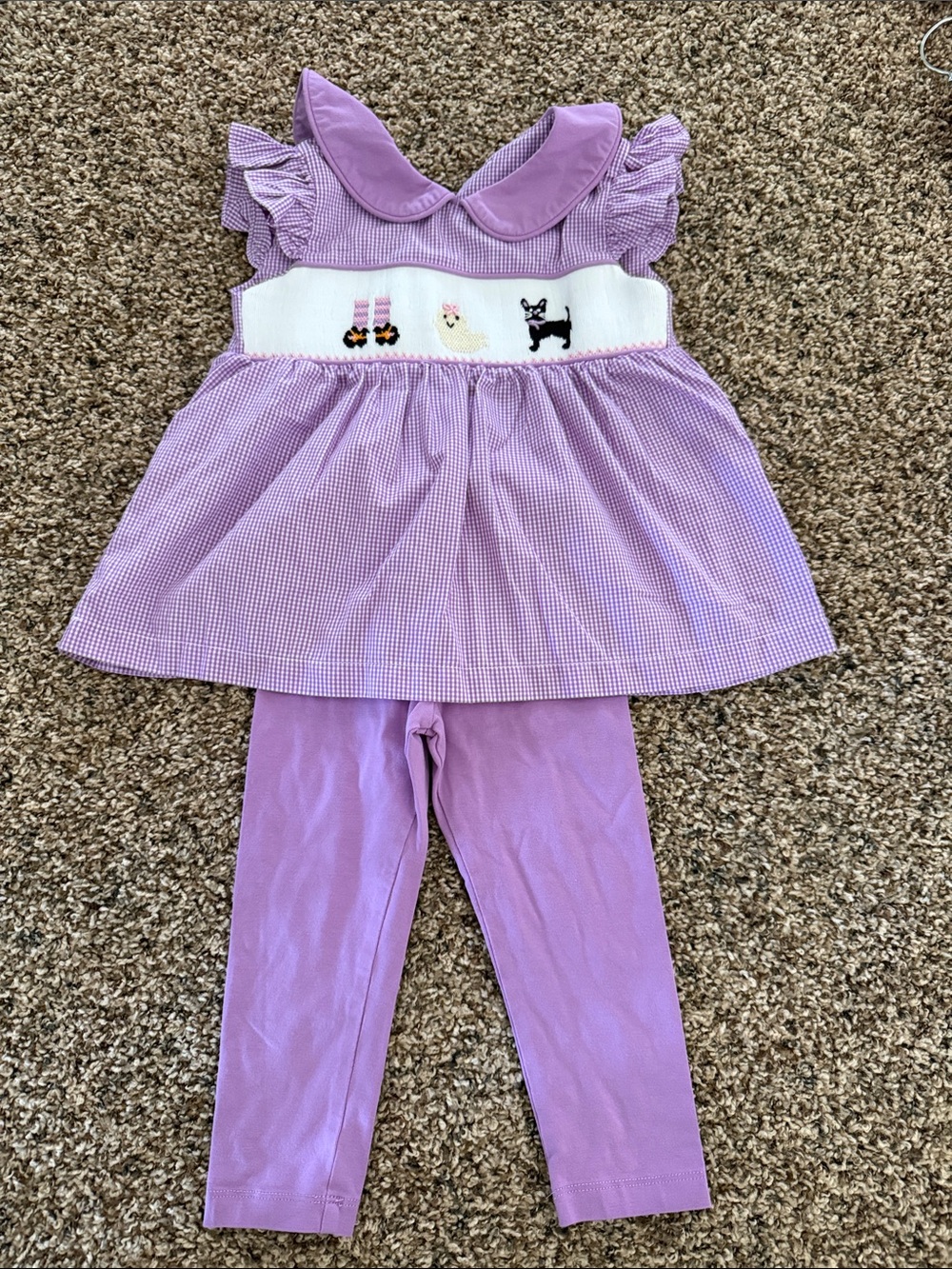 Stitchy Fish Smocked Halloween Top and Legging Set- Size 24mos.